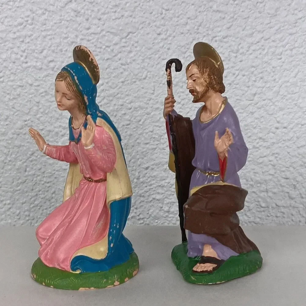 Nativity Depose Italy Fontanini Mary Baby Jesus Joseph Shepard Sheep Vintage Lot